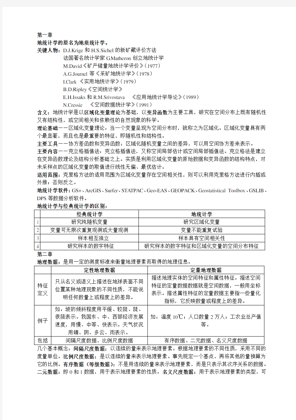 (完整word版)地统计学总结