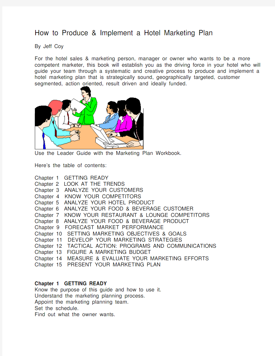 How to Produce Hotel Marketing Plan    Table of Contents