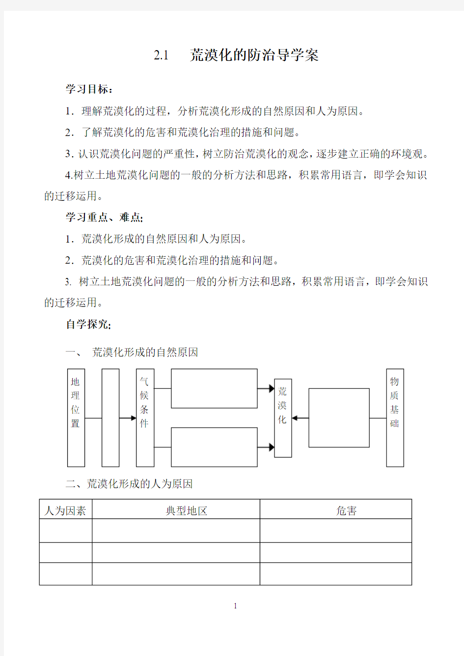 荒漠化学案