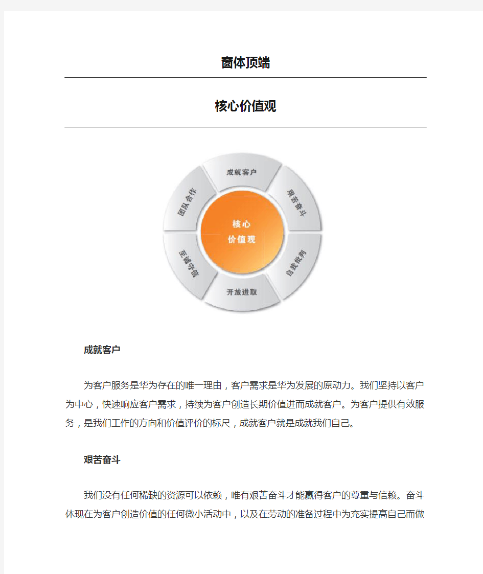 华为公司的核心价值观