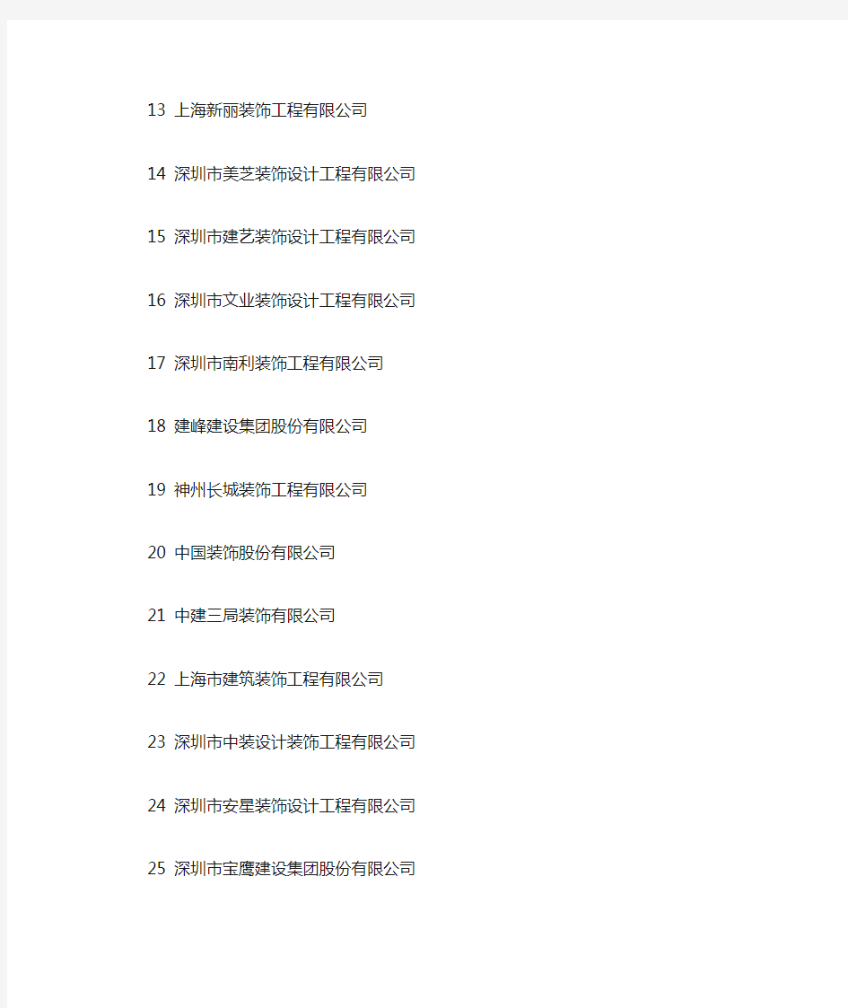 中国装饰公司名单_装修公司排名