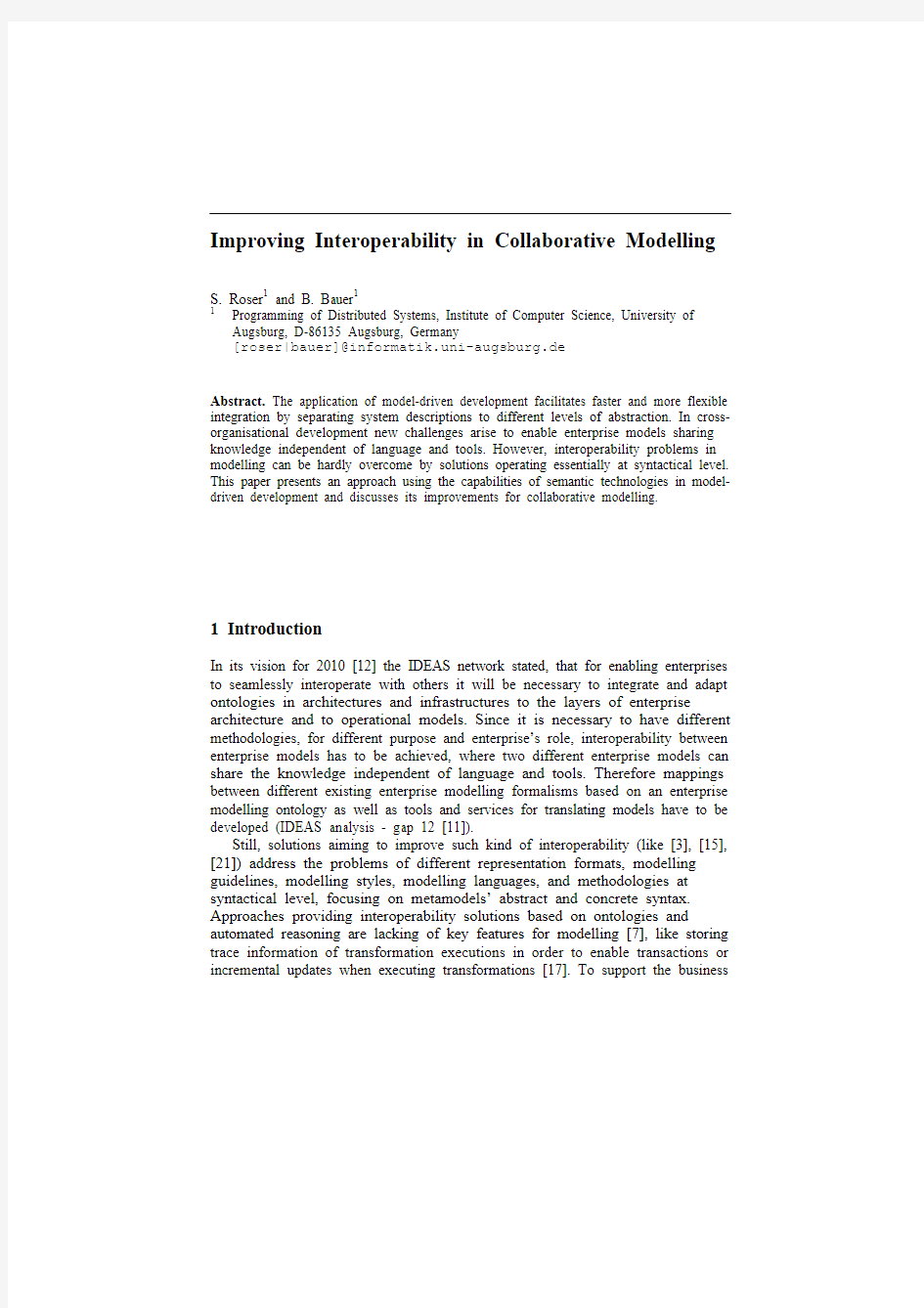 Improving Interoperability in Collaborative Modelling