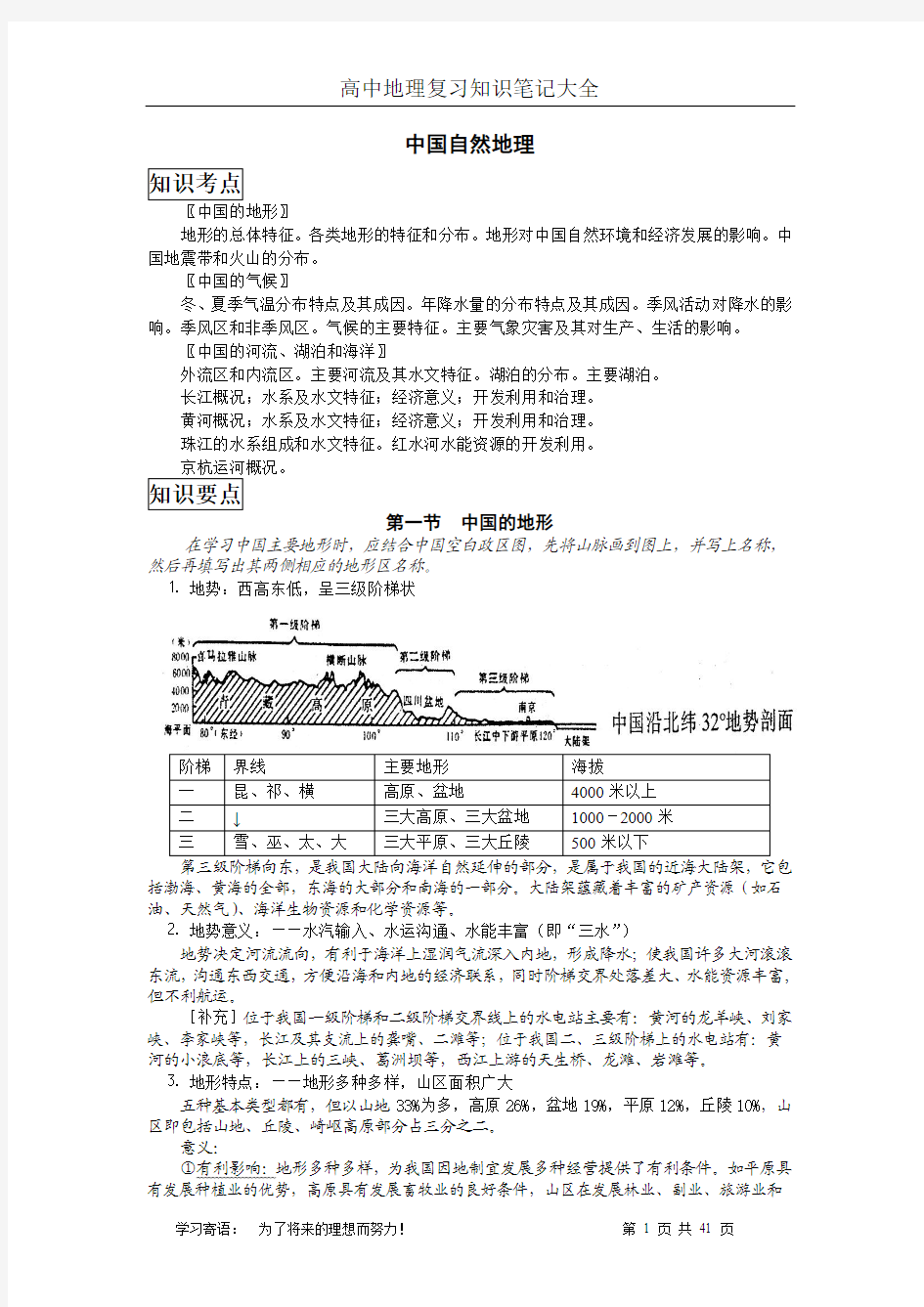 高中地理知识复习笔记大全(值得收藏)