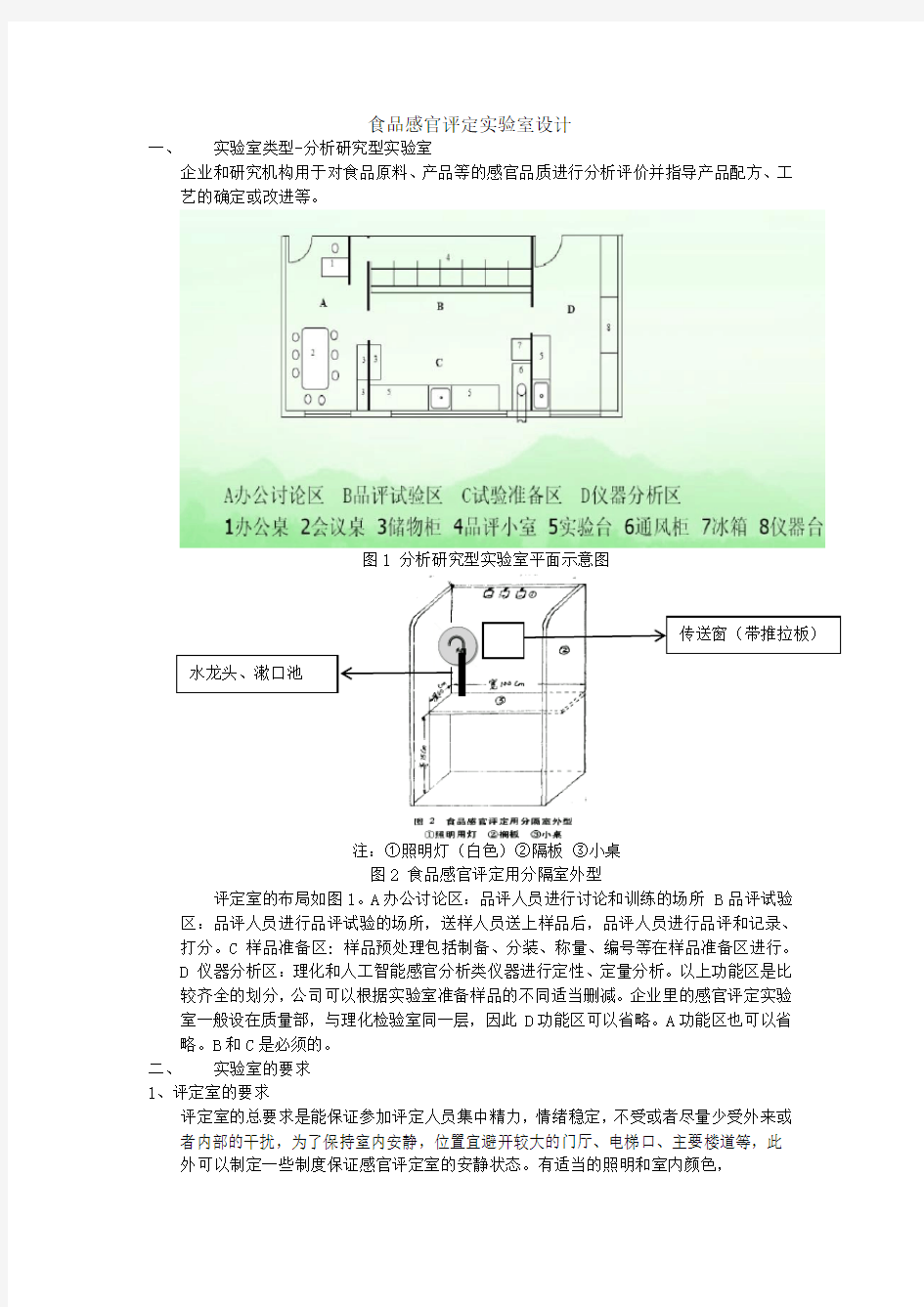 食品感官评定实验室设计