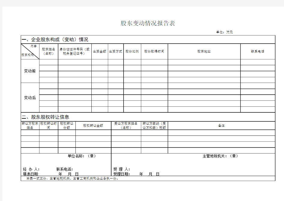 股东变动情况报告表杭州