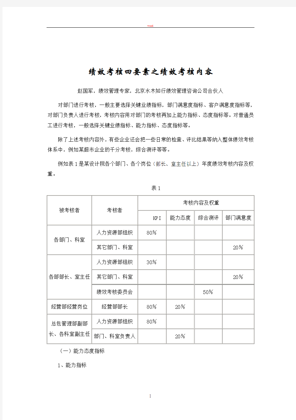 绩效考核四要素之绩效考核内容