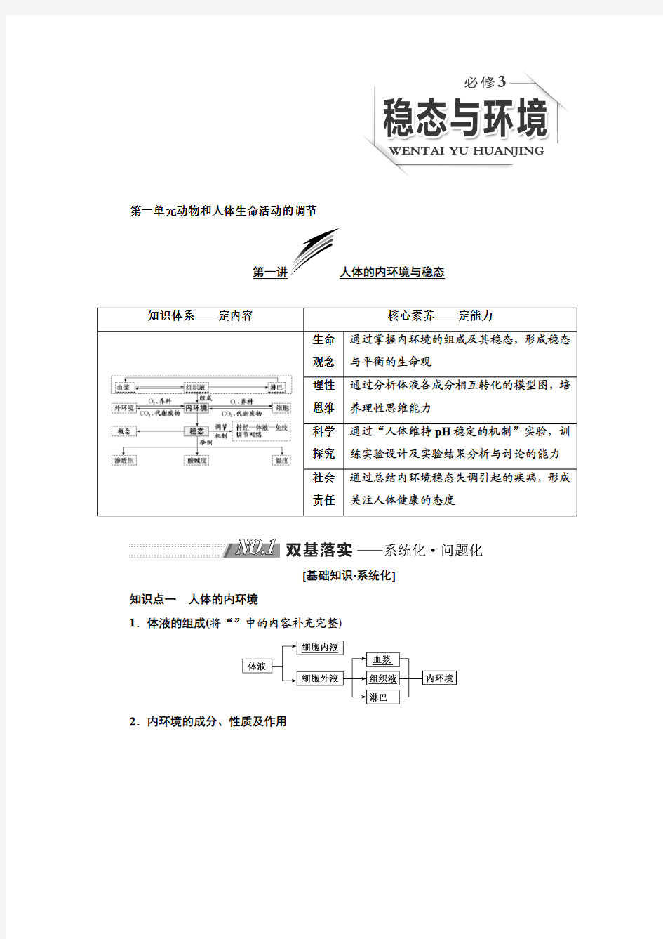 2019三维设计高中生物人教版一轮复习 必修3  稳态与环境  教师用书word版 一