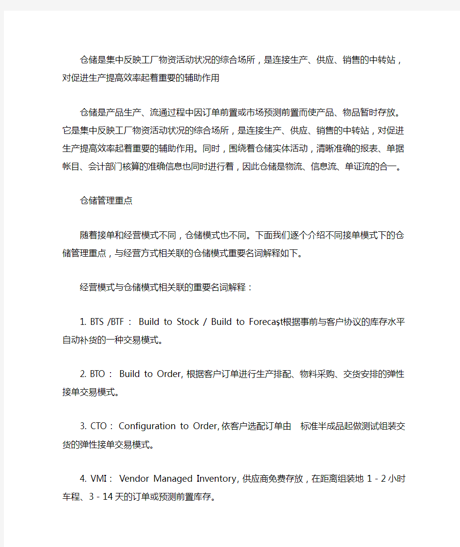 仓储专业名词