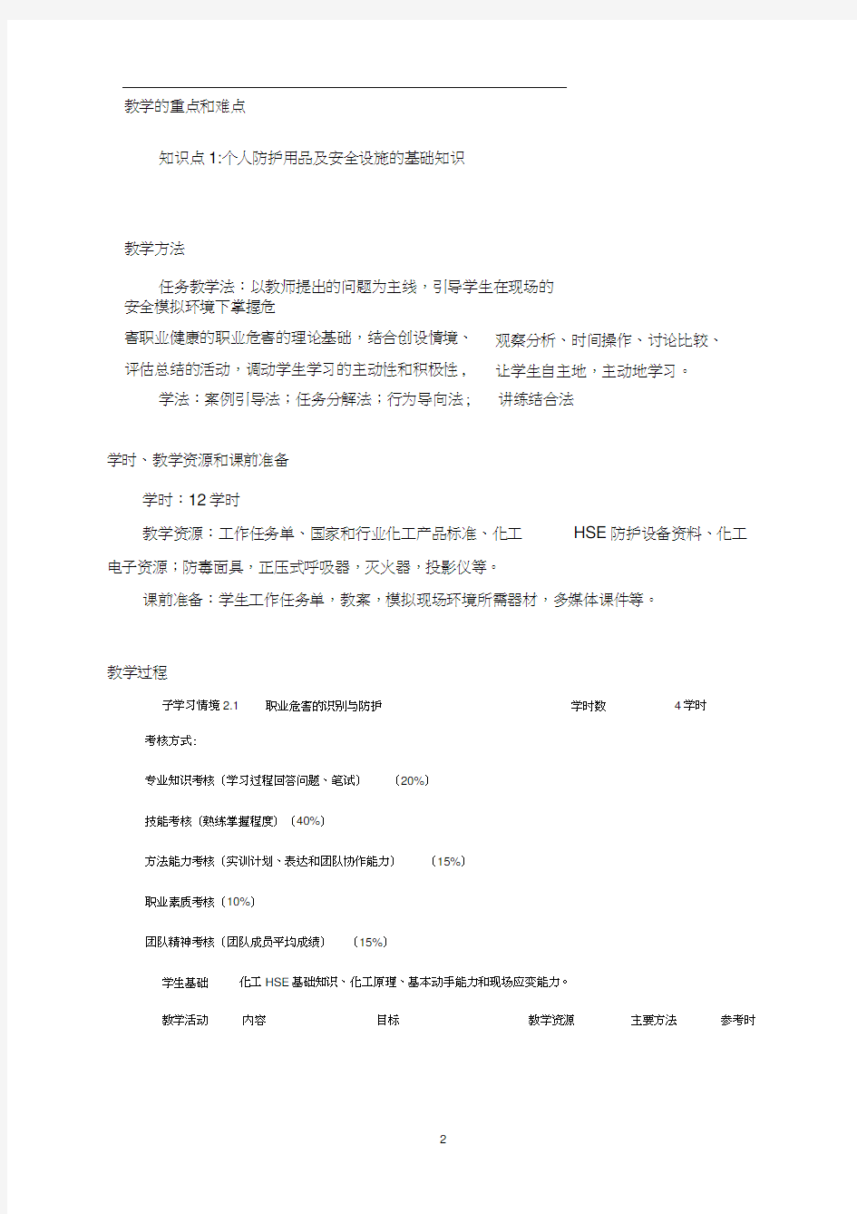 个人防护用品及安全设施的基础知识教案