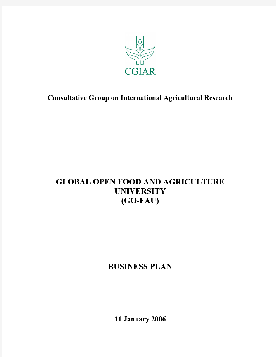 GLOBAL OPEN FOOD AND AGRICULTURE UNIVERSITY (GO-FAU) BUSINESS PLAN