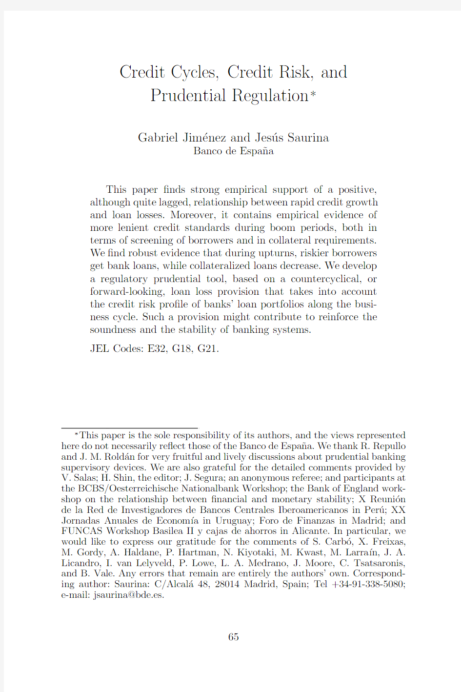 Credit Cycles,Credit Risk,and Prudential Regulation