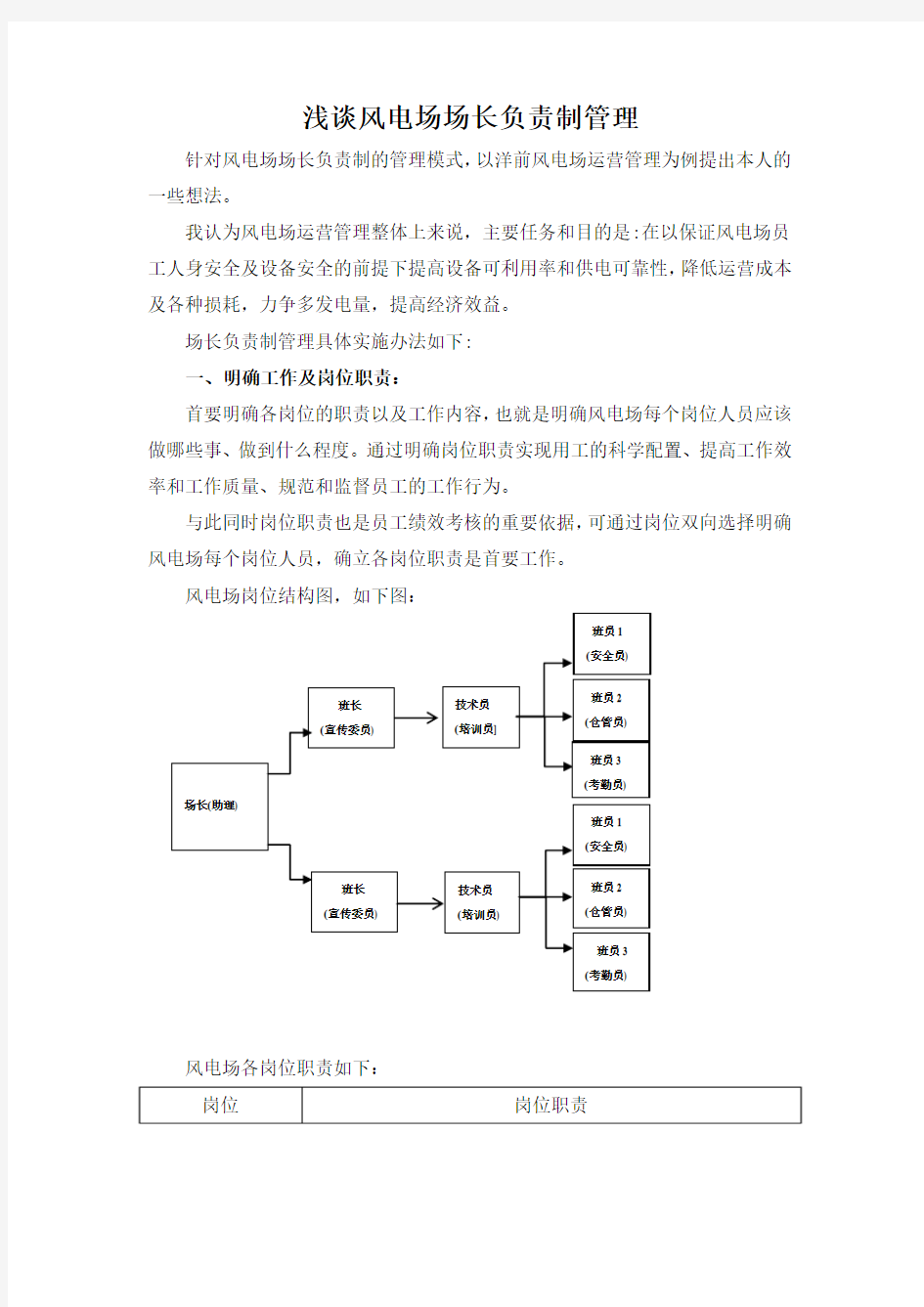 谈风电场场长负责制管理