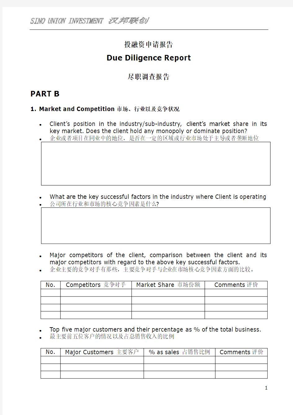 投融资申请报告