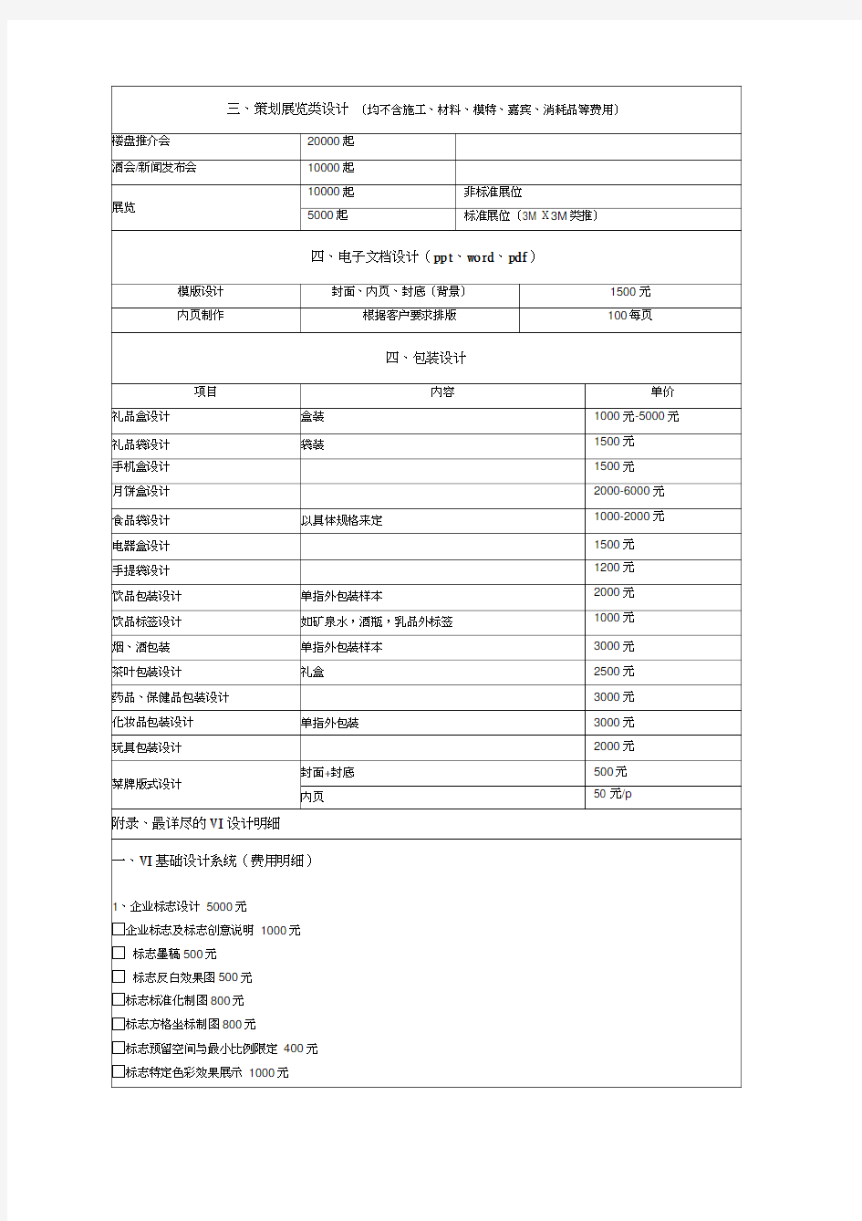 最完整平面设计费价目表90335