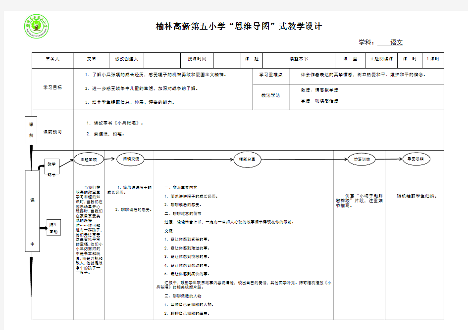 9语文高新五小“思维导图”式教学设计——主题阅读课