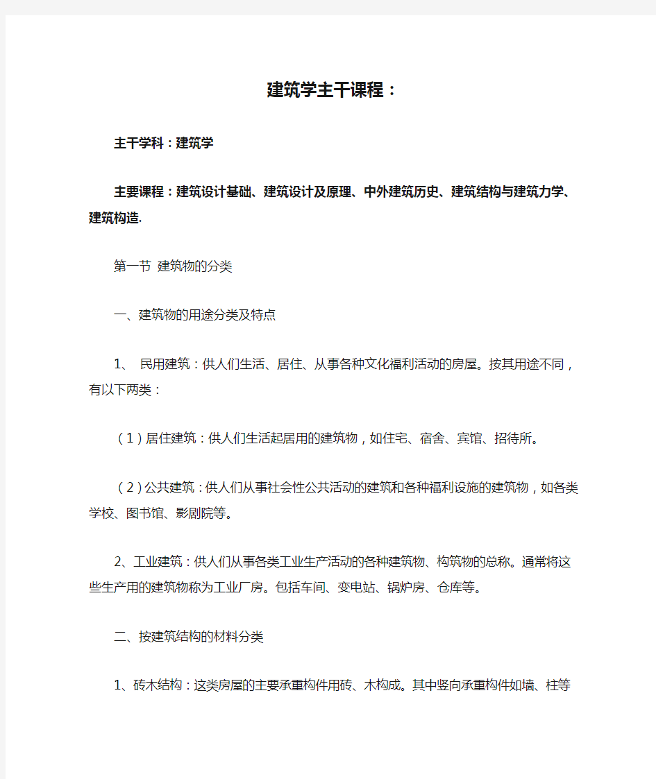 建筑学主干课程： 主干学科：建筑学 主要课程：建筑设计基础、建筑设计 ...