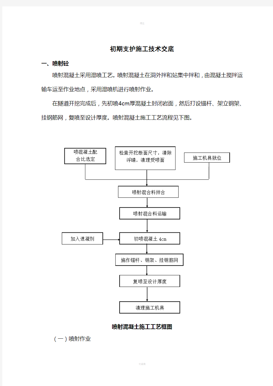 初期支护施工技术交底