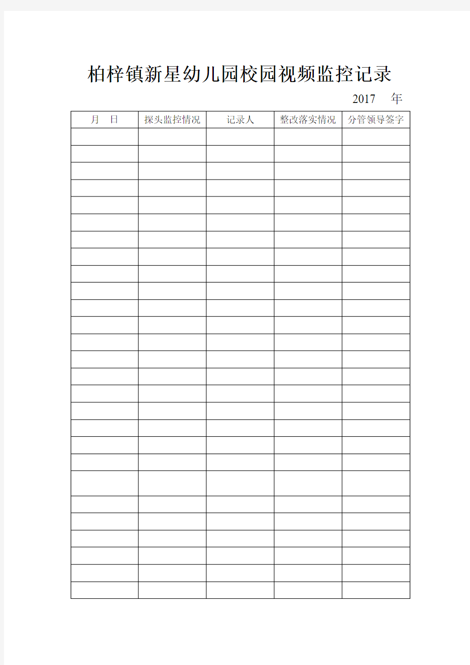 2017年校园视频监控记录表