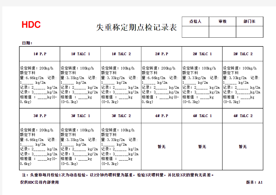 电子称定期校准记录表