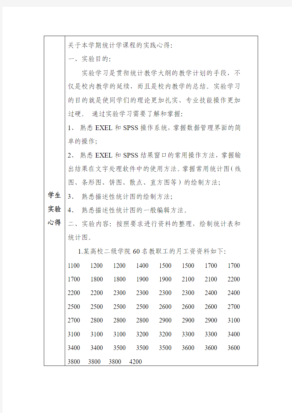 统计学实验报告