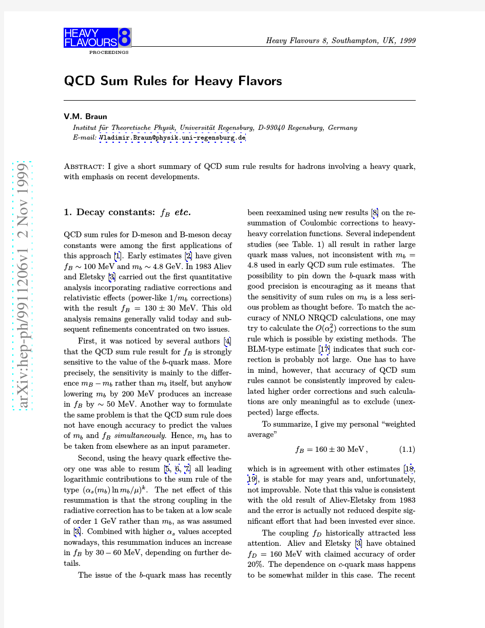 QCD Sum Rules for Heavy Flavors