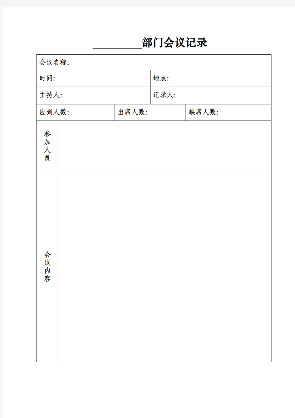 办公室会议记录格式