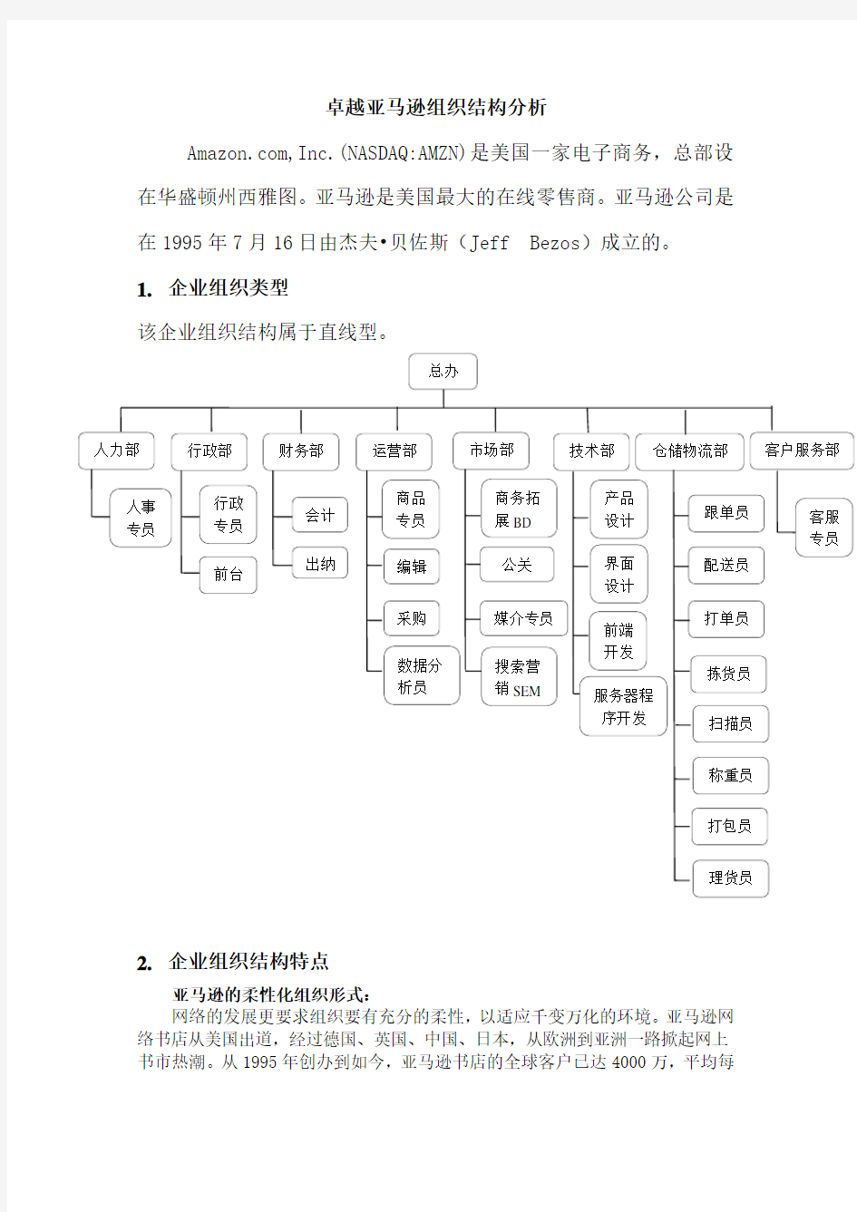 卓越亚马逊网站组织结构分析(晓)