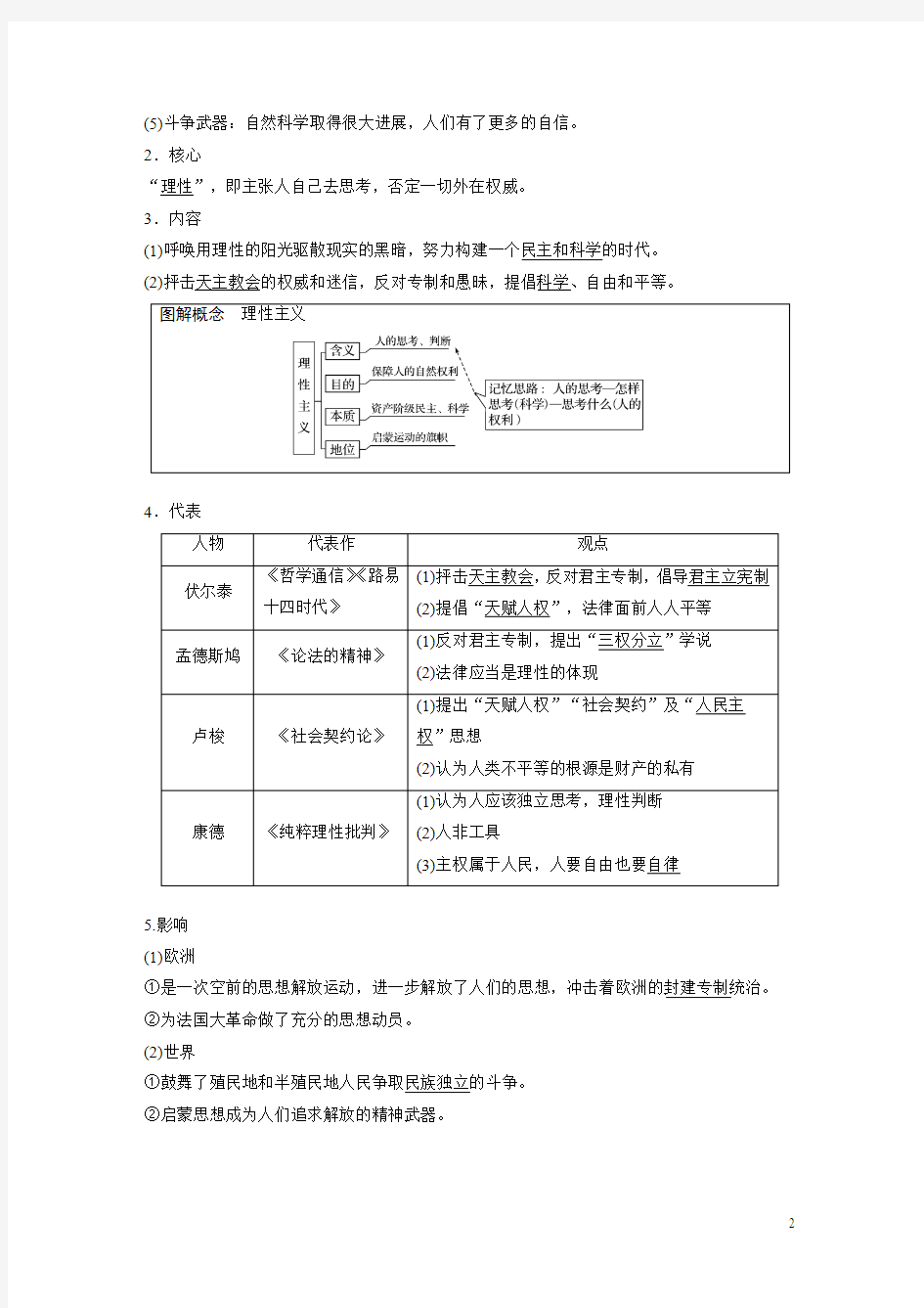 2019届一轮复习人教版：第37讲 宗教改革与启蒙运动 学案