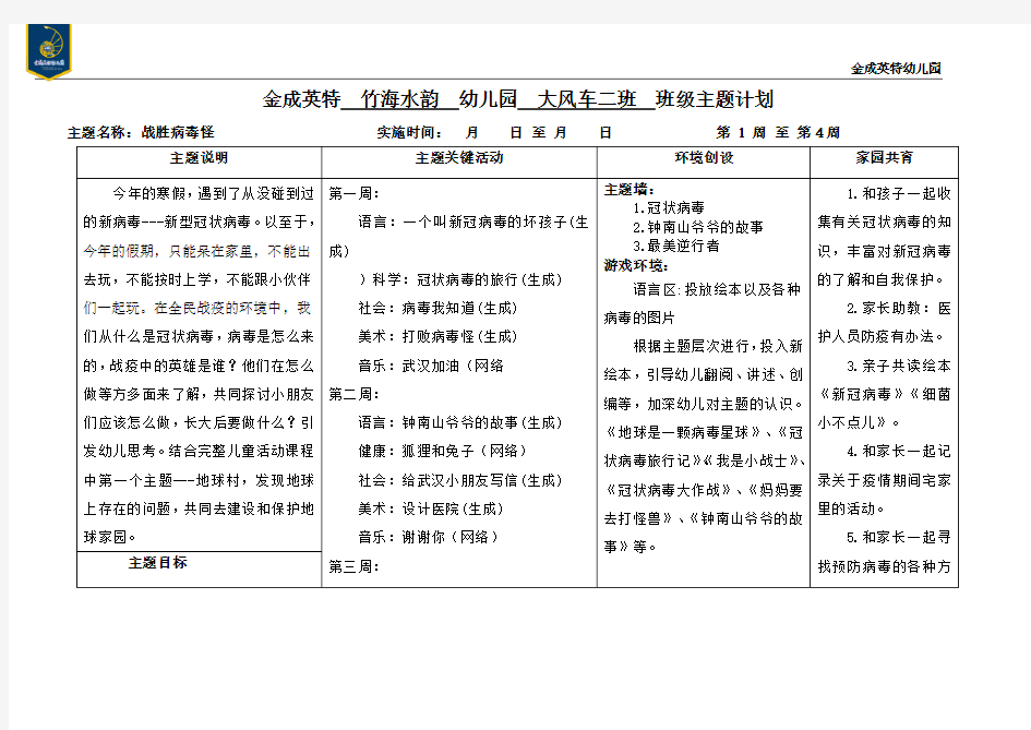 1.大二班主题计划与实施反馈表(2)