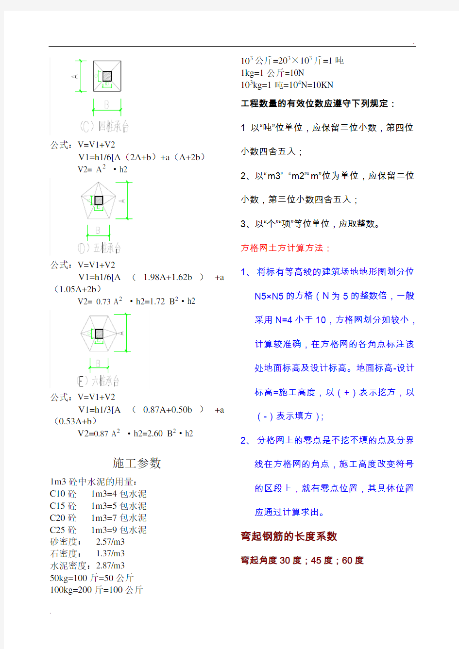 承台计算公式