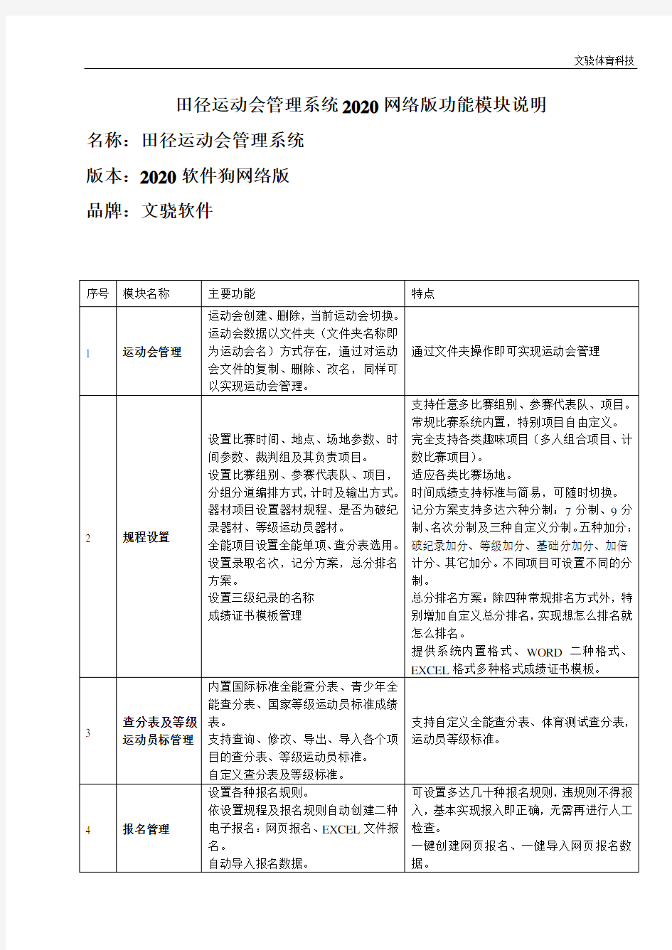 田径运动会管理系统2020网络版功能模块说明