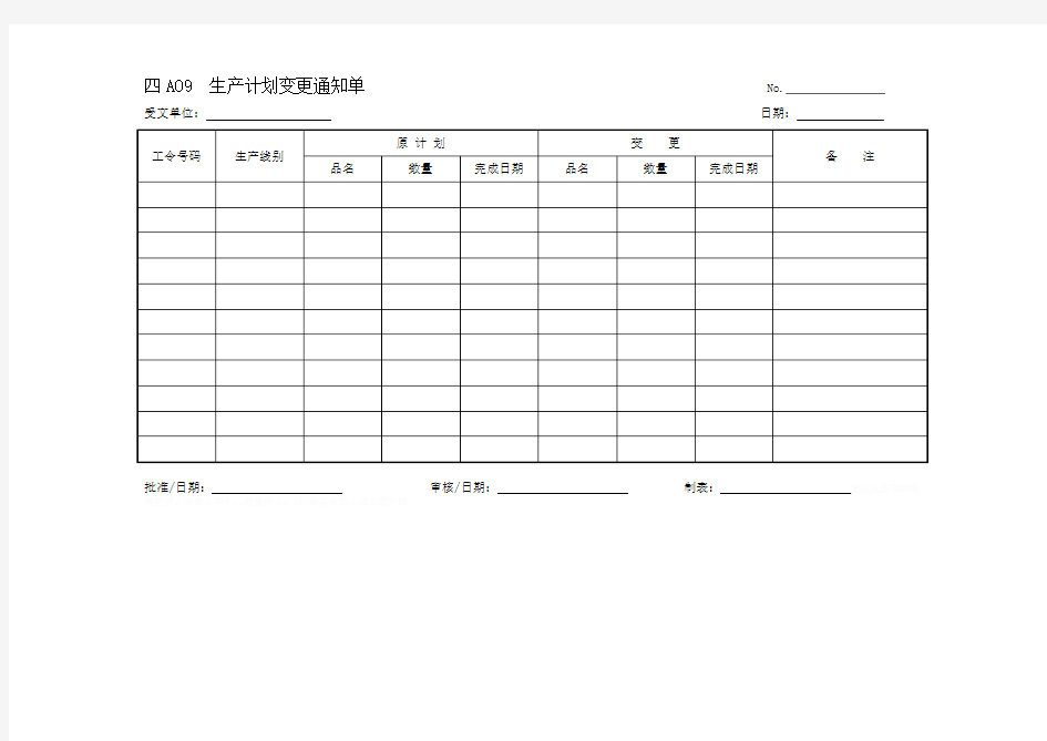 A09生产计划变更通知单(doc 1页)