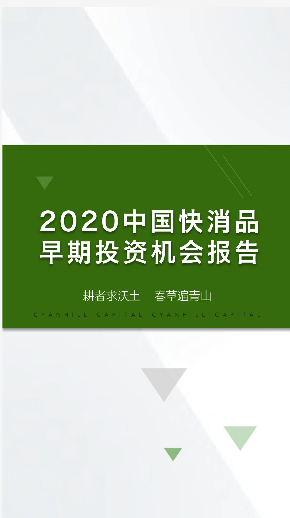 2020中国快消品早期投资机会报告