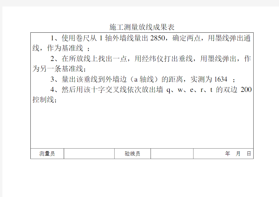 施工测量放线成果表