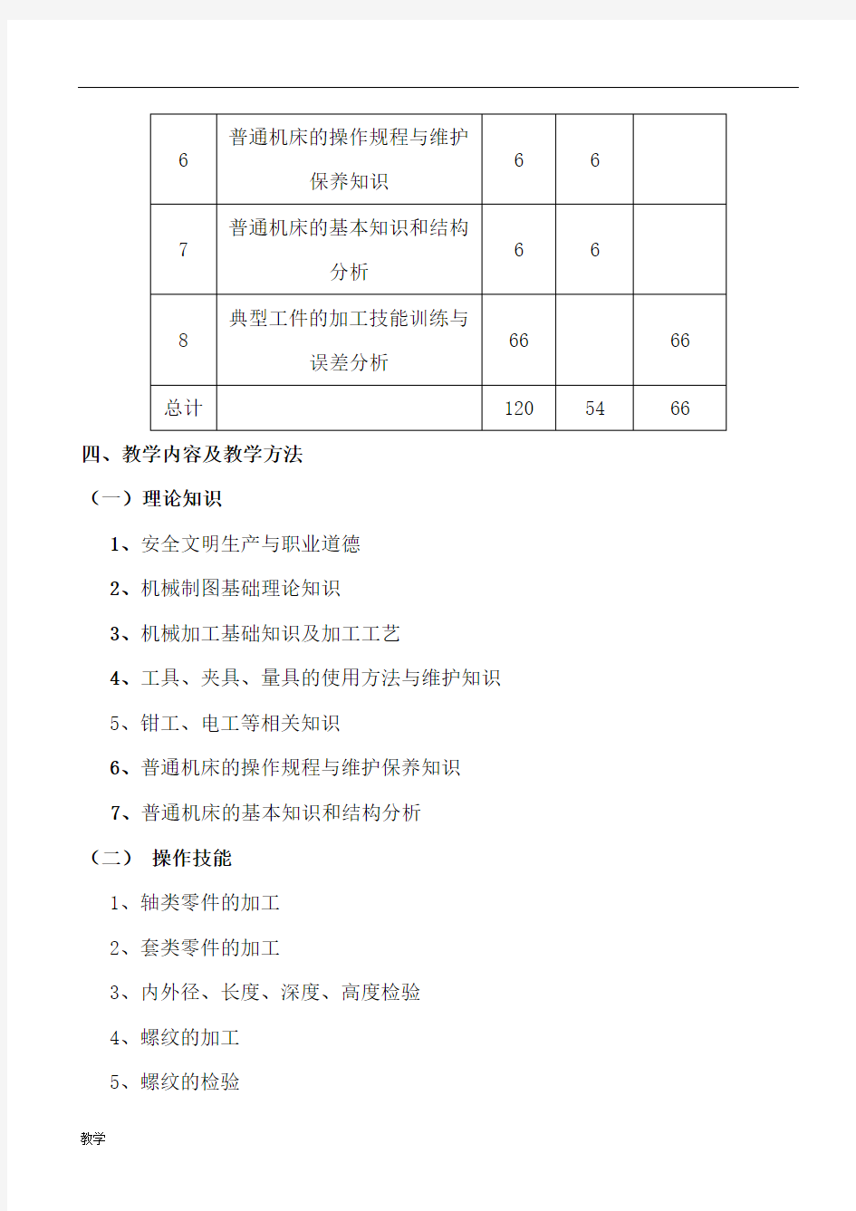 机械加工培训计划及大纲.doc