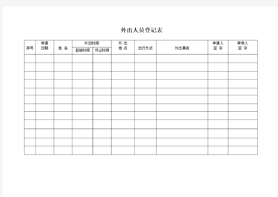 外出人员登记表