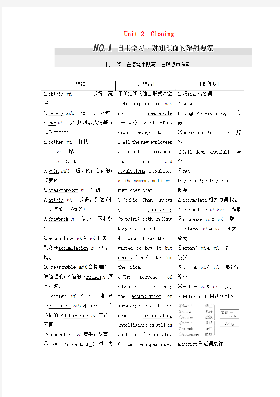 2017届高考英语一轮复习 Unit 2 Cloning导学案 新人教版选修8