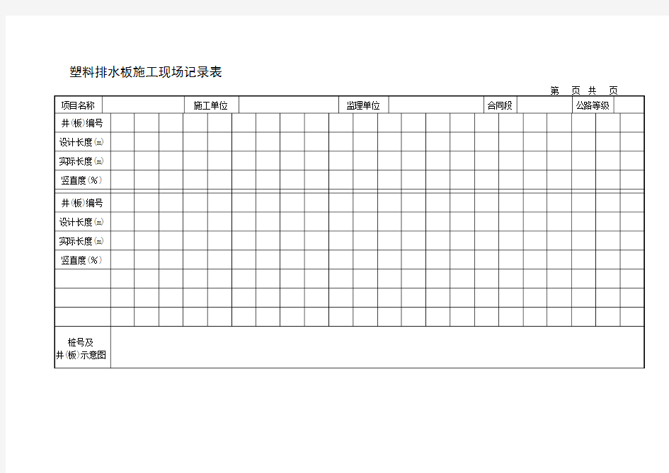 塑料排水板施工现场记录表