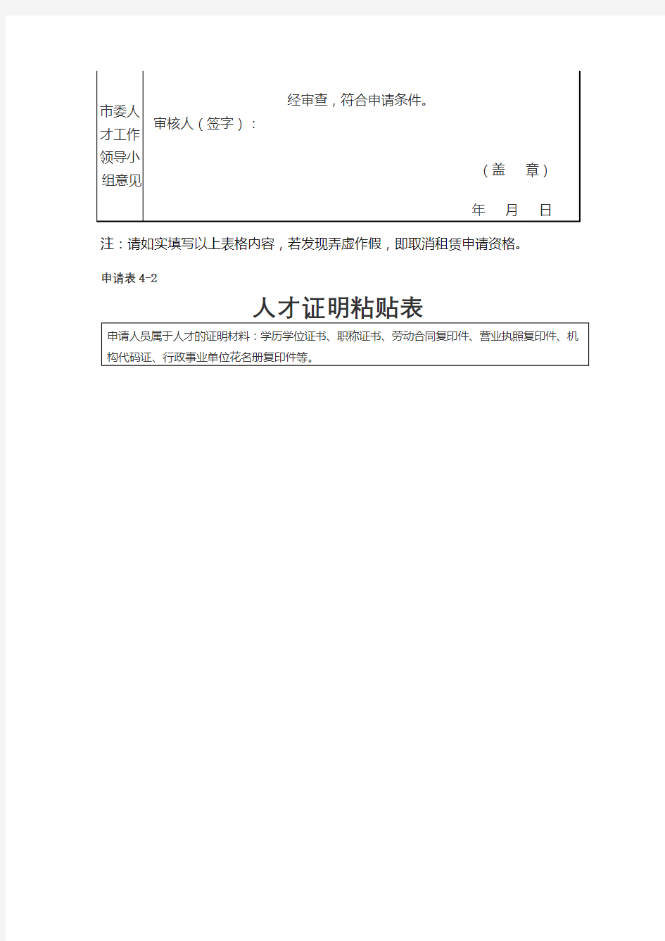 申请表4-1九江市人才公寓租住申请审核表【模板】