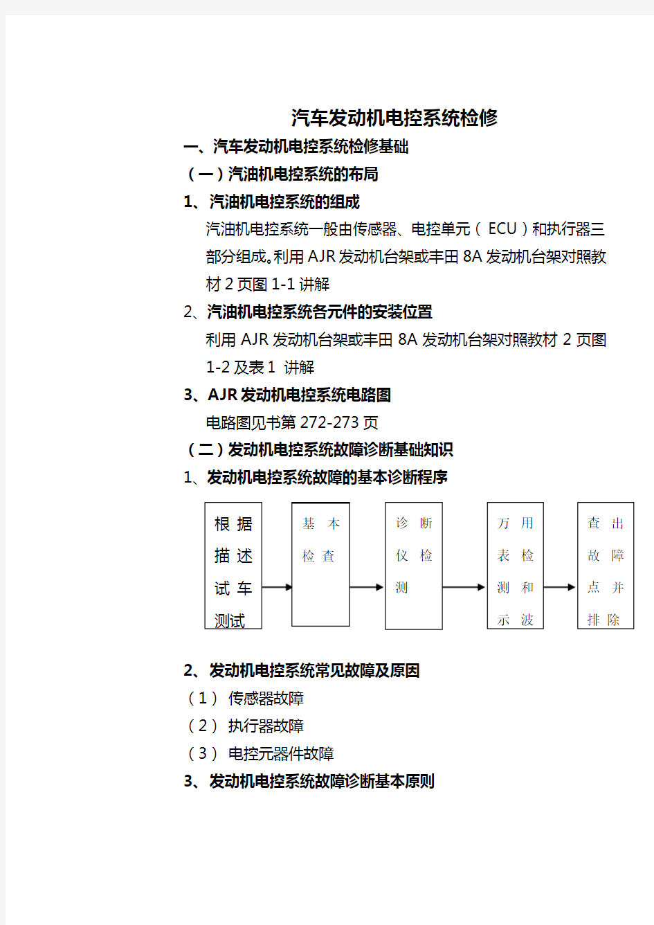 汽车发动机电控系统检修教案