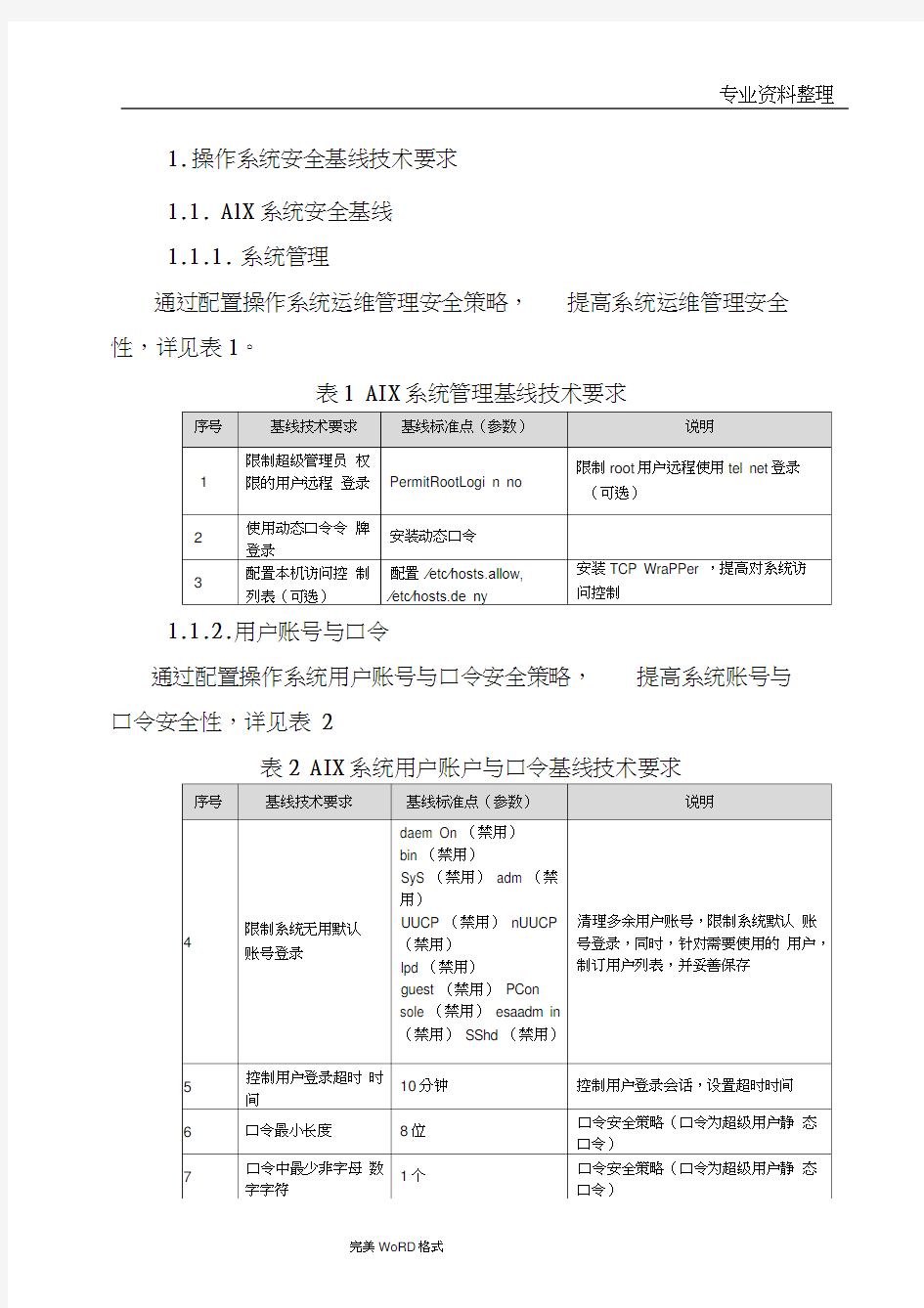 信息系统的安全基线