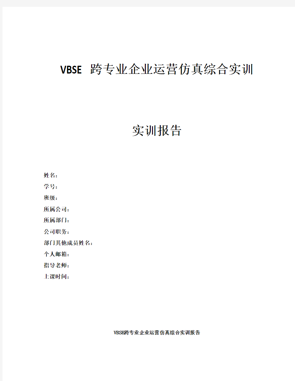 VBSE实训报告