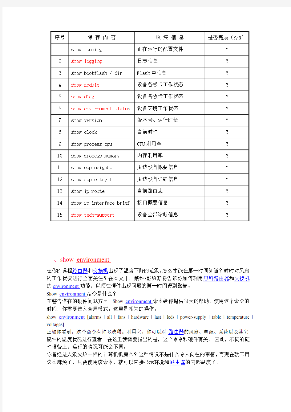 巡检常用命令CISCO