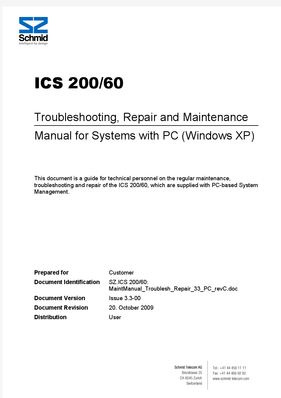 MaintManual Troublesh Repair 33_PC_revC施密德内话故障检修手册