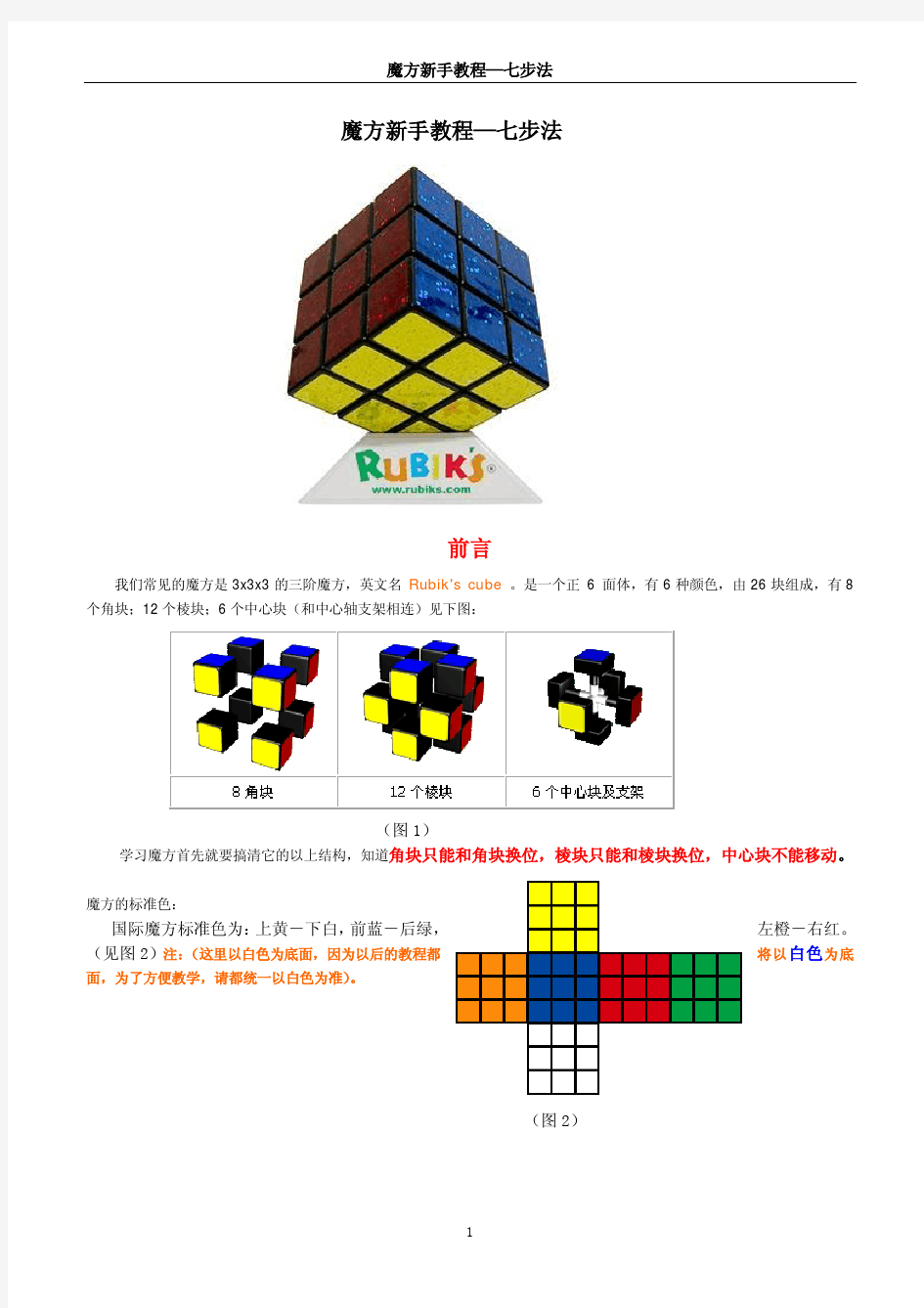 魔方新手教程—七步法