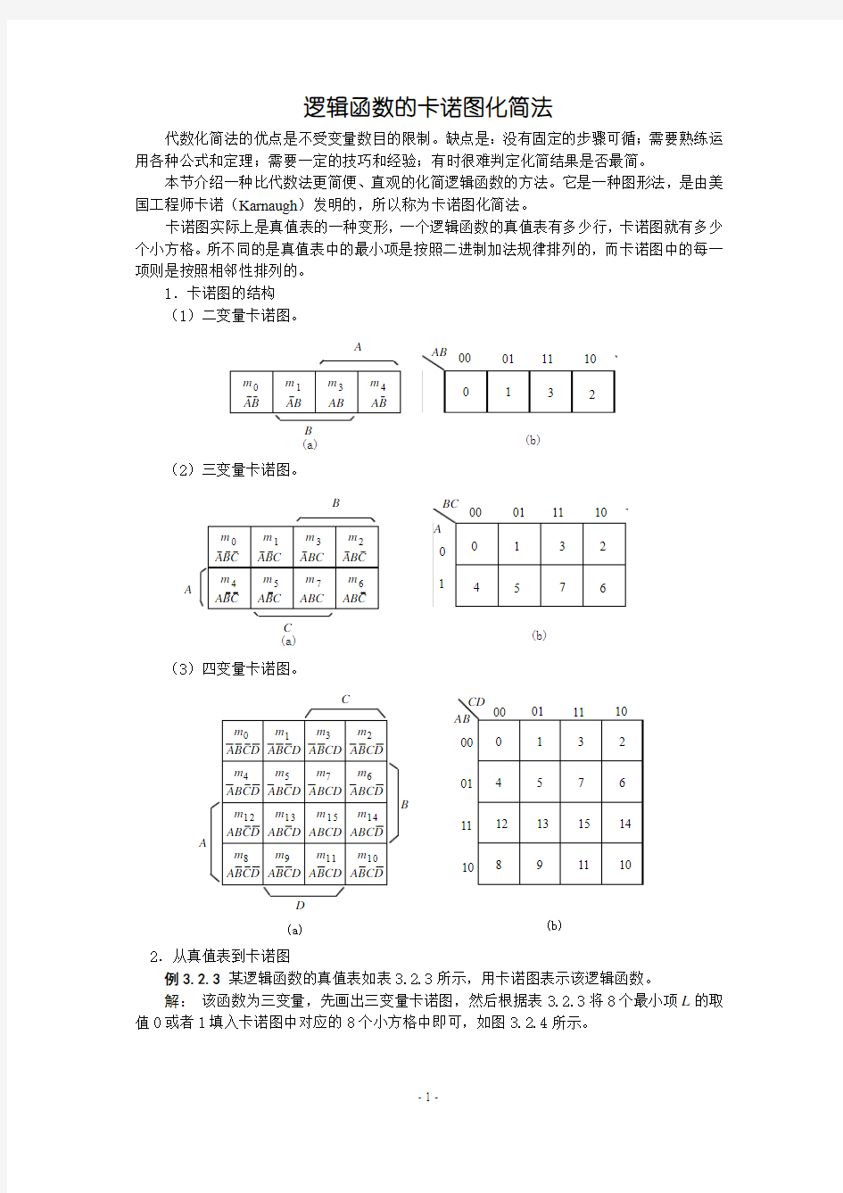 逻辑函数的卡诺图化简法