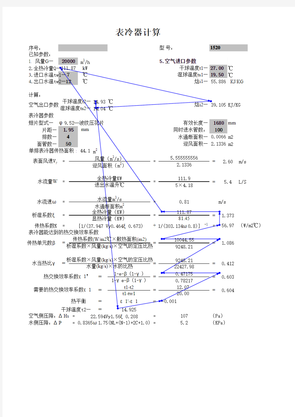 9.52表冷器性能计算