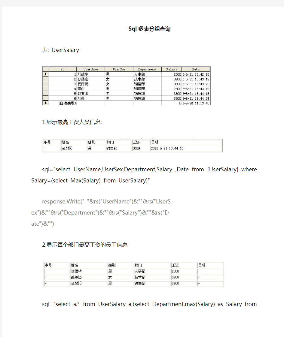 sql多表分组查询 group by 表别名