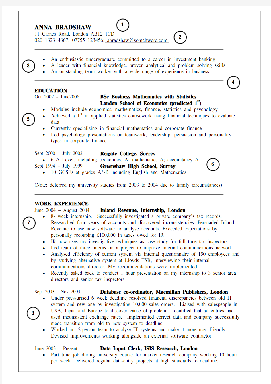 英文简历案例1 Example-CV-one1