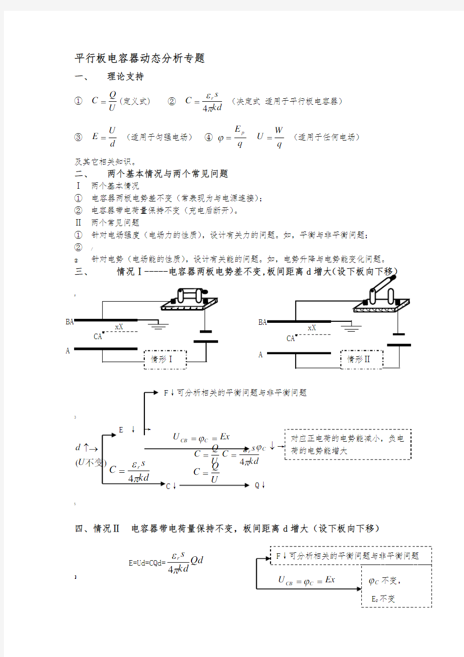 平行板电容器动态分析专题